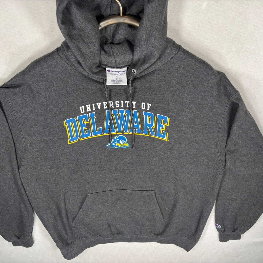 Champion University of Delaware Blue Hens Hoodie XL Charcoal Grey Sweatshirt